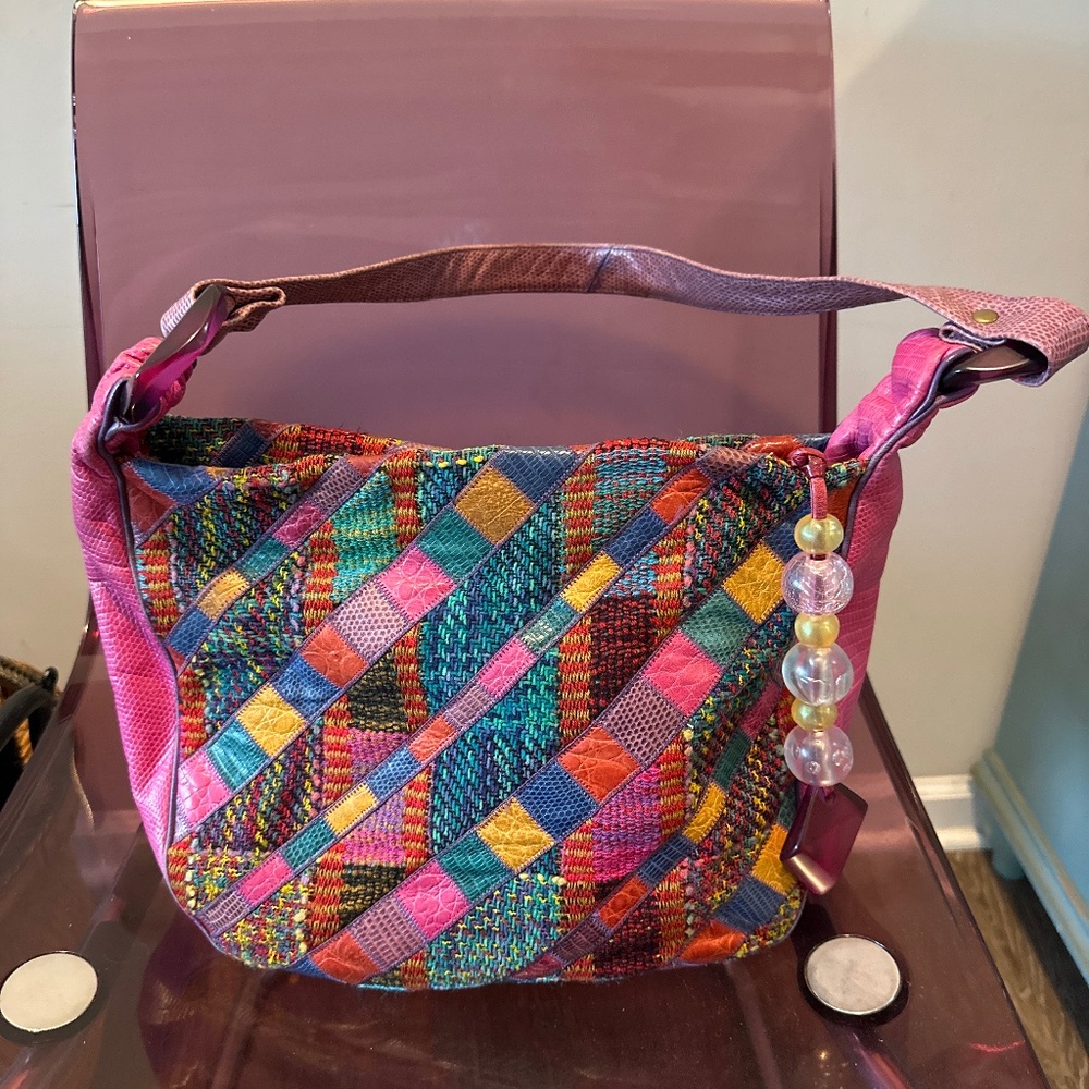 Vintage Sharif, multiple color handbag with bag jewelry